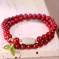 Women's Elegant Red Cinnabar Bead Bracelet - Spiritual Energy & Harmony Luxury Jewelry