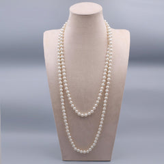 Elegant Long Necklace for Women - Versatile Sweater Chain with Smooth Beads, Timeless Birthday & Anniversary Gift for Her