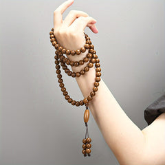 108 Natural Sandalwood Prayer Beads Mala – Spiritual Energy, Mindfulness & Meditation for Harmony, Protection & Positive Vibrations