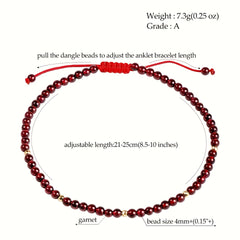 Unisex Adjustable Gemstone Anklet - Beach Harmony & Spiritual Balance