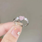 Pink Heart Ring with Moonstone Accent – Romantic Energy for Daily Wear