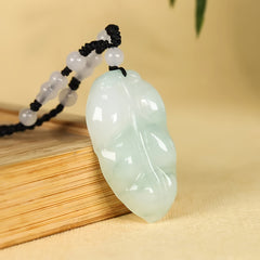 Elegant Natural Jade Leaf Pendant for Wisdom, Protection, and Grounded Energy