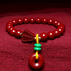 Cinnabar Bracelet Peace Buckle Wealth Attraction Good Luck Charm
