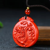 Cinnabar Dragon Pendant Red Energy Protection Good Fortune