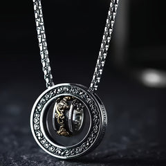 Funky Copper Mantra Pendant - Energy Protection & Mindful Spinning Design