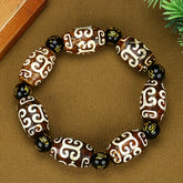 Tibetan Agate Prayer Beads Bracelet - Vintage Style Spiritual Energy for Men