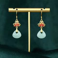 Vintage Golden Plated Copper Lotus Earrings for Spiritual Balance Energy