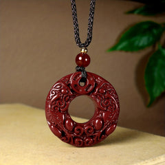 Natural Cinnabar Pixiu Pendant Necklace: Wealth & Protection Amulet for Spiritual Energy