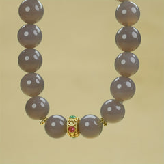 Gray Agate Beaded Bracelet for Calm, Grounding, and Emotional Balance