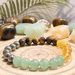 Handmade Wealth Bracelet with Tiger Eye & Citrine for Prosperity Energy - Artisan Jewelry Gift