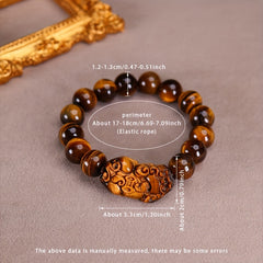 1pc Women's Tiger's Eye Stone Bracelet - Natural Brown & Golden Marbling Effect for Protection & Confidence