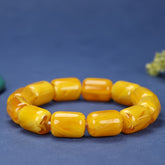 Natural Amber-like Bead Bracelet - Golden Yellow Energy for Daily Wear & Protection