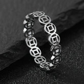 Golden Imitation Copper Money Ring - Feng Shui Wealth Energy for Prosperity