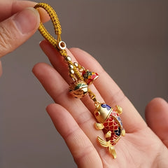 Lucky Koi - Enamel Alloy Car Keyring with Blessing Pendant for Valentine's Day Gift