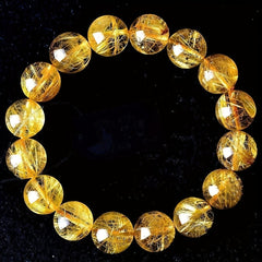 12mm Natural Golden Citrine Bracelet - Retro Style for Positive Energy & Prosperity