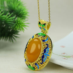 Bohemian Yellow Agate & Lapis Lazuli Pendant Necklace for Confidence and Inner Peace