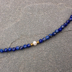 Elegant Women's Lapis Lazuli Necklace - Natural Blue Beaded Chain for Spiritual Harmony & Everyday Elegance