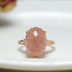 Strawberry Quartz Ring - Sweet Pink Stone for Love & Beach Party Energy