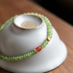 Bohemian Koi Fish Bracelet - Green Gemstone for Luck & Harmony