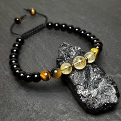 Grounding Tiger Eye & Citrine Mala Bracelet for Protection, Abundance, and Positive Energy