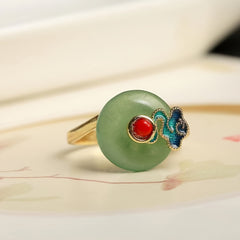 Vintage Peace Buckle Earrings Set with Natural Stone - Grounding, Elegant Jewelry for Women's Harmony & Style