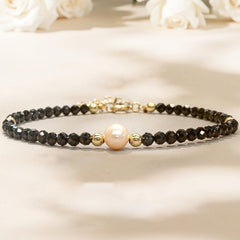 Obsidian & Pearl Elegant Bracelet - 3mm Mixed Stone for Daily Energy Balance & Gift-Giving