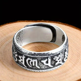 Sanskrit Mantra Silver Ring — Spiritual Wealth Attraction & Protection Amulet