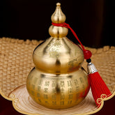 Brass Feng Shui Calabash Ornament - Desk Decor for Good Fortune & Wealth, Lucky Prayer Gourd, Gift for Friend Home Decor