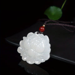 White Flower Natural Stone Pendant - Vintage Artistic Style for Harmony & Protection