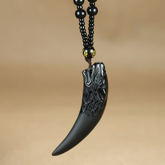 Vintage Boho Wolf Tooth Pendant Necklace - Protective Energy for Daily Wear & Vacation