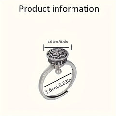 1PC Middle East 360° Rotating Boho Ring - Silver with Intricate Patterns for Spiritual Energy