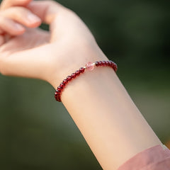 Luxury Red Pomegranate Beaded Bracelet - Energy Harmony & Prosperity