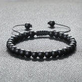 Elegant Vintage Black Matte Stone Bracelet - Grounding Energy for Daily Wear