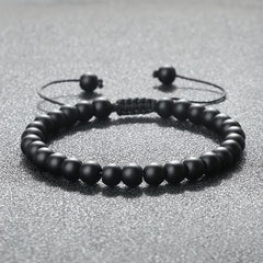 Elegant Vintage Black Matte Stone Bracelet - Grounding Energy for Daily Wear