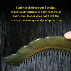 Natural Cow Horn Leaf Shaped Massage Comb - Portable Gift for Spiritual Healing