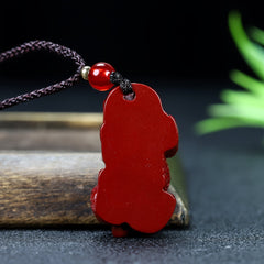 Cinnabar Pixiu Pendant Necklace - Spiritual Protection Energy for Men's Style