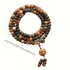 108-Bead Earth-Tone Mala Necklace & Wrap Bracelet — Grounding, Harmony & Mindfulness Energy for Meditation, Dhikr & Daily Calm