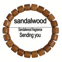 1pc Sandalwood Beaded Bracelet - Natural Wooden Beads for Spiritual Healing & Mindfulness