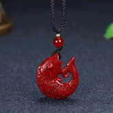 Red Lucky Fish Pendant Necklace Auspicious Wealth Symbol Prosperity Good Fortune Jewelry