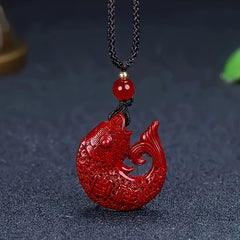Red Lucky Fish Pendant Necklace Auspicious Wealth Symbol Prosperity Good Fortune Jewelry