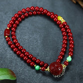 Bohemian Red Cinnabar Necklace for Men, Lucky Energy & Grounding