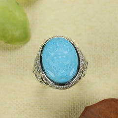 Vintage Turquoise Dragon Ring for Protection, Wisdom, and Elegant Style