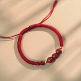 Luxury Handmade Bead Bracelet - Red & Golden Elegance for Energy & Prosperity