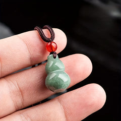 Green Jade Gourd Pendant Necklace for Prosperity, Health, and Positive Energy