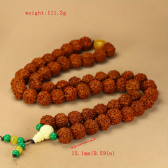 Natural Rudraksha Bead Necklace with Jade Accents — Spiritual Protection, Inner Peace & Energy Balance Talisman