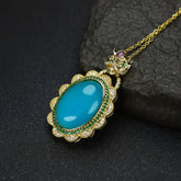 Elegant Blue Agate Pendant Necklace for Calm Communication and Harmony