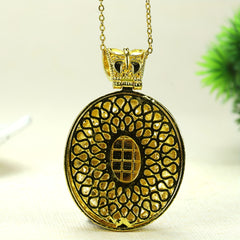 Bohemian Yellow Agate & Lapis Lazuli Pendant Necklace for Confidence and Inner Peace