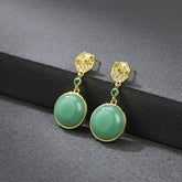 Elegant Green Natural Stone Drop Earrings — A Quiet Anchor for the Inner Landscape
