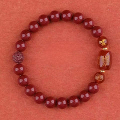 Zodiac Bracelet with Cinnabar Beads & Golden Charms - Traditional Chinese Energy Protection & Wealth Attraction
