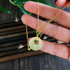 White Safety Buckle Pendant Necklace - Ruyi Lock Design for Harmony & Prosperity